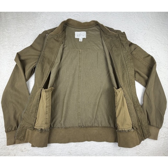 HINGE Designed In Seattle Women's Olive Green Bomber Full Zip Up Jacket Size S - Picture 7 of 15